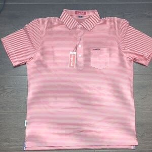 Sugarloaf Red and White Pique Pocket Polo (New With Tags)